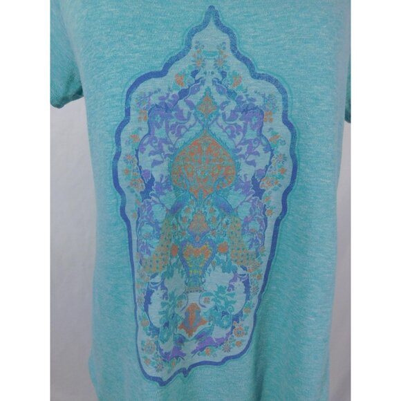Lucky Brand Teal Medallion Graphic Tee Boho Witch M - Picture 5 of 10